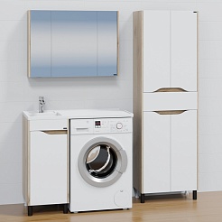СанТа Мебель для ванной под стиральную машину Сатурн 100 L белая/дуб австрийский – фотография-2