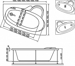 Relisan Акриловая ванна Ariadna R 150x110 – фотография-4