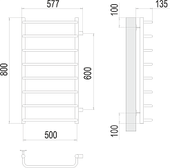 Terminus Полотенцесушитель водяной Стандарт П8 500x800 БП600 хром – фотография-3
