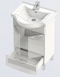 Aquanet Тумба с раковиной "Асти 55 М" черная, с ящиком (178264) – фотография-5
