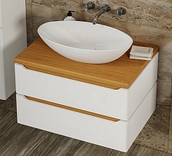 Mixline Мебель для ванной Виктория 90 подвесная белая софт/дуб светлый – фотография-7
