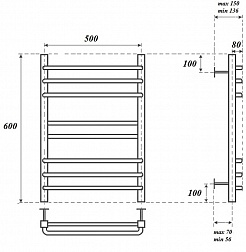 Point Полотенцесушитель водяной П8 500x600 PN90156S хром – фотография-3