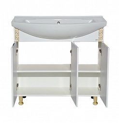 Misty Мебель для ванной Престиж 105 белая/золотая патина – фотография-5