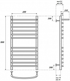 Point Полотенцесушитель водяной П11 400x800 PN05148SP с полкой хром – фотография-3