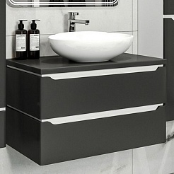 Mixline Мебель для ванной Виктория 80 подвесная графит софт – фотография-8