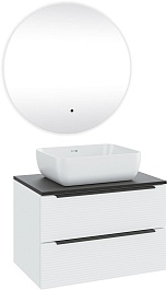 Runo Мебель для ванной Орлеан 70 Cuatro подвесная белая матовая/черный – фотография-1