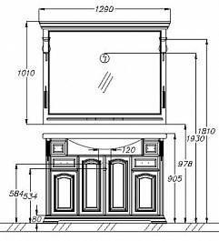 Opadiris Тумба с раковиной Риспекто 120 слоновая кость – фотография-3