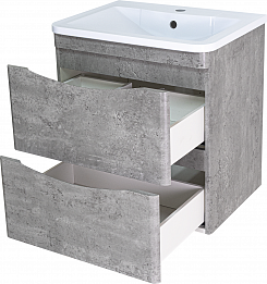 Misty Мебель для ванной Атлантик 100 2 ящика подвесная серый камень – фотография-4