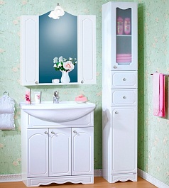 Бриклаер Мебель для ванной Лючия 80 белая, 2 шкафчика – фотография-6