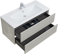 Акватон Мебель для ванной Сохо 100 L подвесная слэйт/галька серая – фотография-7