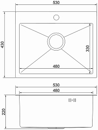 Mixline Мойка кухонная Pro 53 сатин с декором Нано – фотография-5