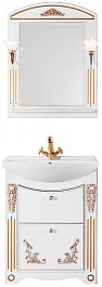 Водолей Мебель для ванной "Кармен 75" 2 ящика, белая/золото – фотография-1