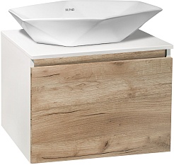 Runo Мебель для ванной Бари 60 Poligono подвесная дуб крафт/белая – фотография-2