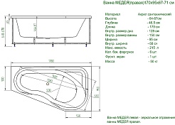 Aquatek Акриловая ванна Медея 170x95 R с экраном – фотография-4