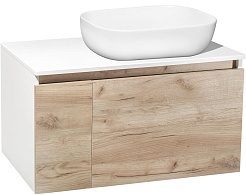 Runo Мебель для ванной Бари 80 Cuatro подвесная дуб крафт/белая – фотография-2