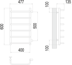 Terminus Полотенцесушитель водяной Стандарт П6 400x600 БП500 хром – фотография-3