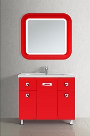 Водолей Мебель для ванной "Арнелла 90" напольная красная – фотография-2