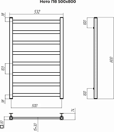 Terminus Полотенцесушитель водяной Ното П8 500x800 хром – фотография-3