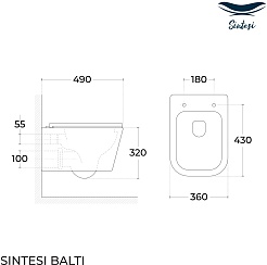 Sintesi Унитаз Balti подвесной безободковый белый с сиденьем микролифт – фотография-5