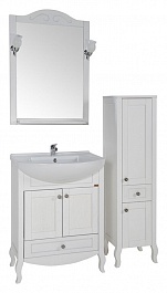 ASB-Woodline Зеркало для ванной Флоренция 65 белое/ патина серебро, массив ясеня – фотография-2