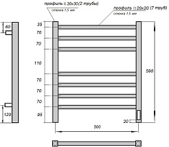 Point Полотенцесушитель электрический Вега П7 500x600 PN71856 хром – фотография-3