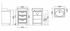 Kerama Marazzi Тумба с раковиной Pompei 60, 3 ящика, белая – фотография-3