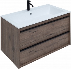 Aquanet Мебель для ванной Lino 90 подвесная дуб веллингтон – фотография-3