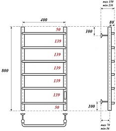 Point Полотенцесушитель электрический Ника П6 400x600 PN08848W белый – фотография-3