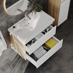 Onika Мебель для ванной Дайлер 80 подвесная белая/дуб сонома – фотография-5