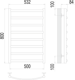 Terminus Полотенцесушитель водяной Атланта+ П8 500x800 хром – фотография-3