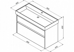 Aquanet Мебель для ванной Nova Lite 100 2 ящика, дуб рошелье – фотография-8