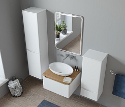 Mixline Мебель для ванной Виктория 60 подвесная белая софт/дуб светлый – фотография-4