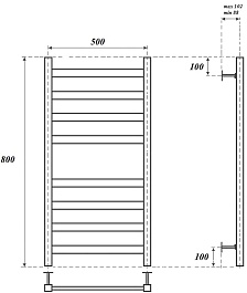 Point Полотенцесушитель электрический Меркурий П8 500x800 PN83158BE черный – фотография-5