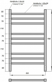 Point Полотенцесушитель электрический П9 500x800 PN71858B черный – фотография-3