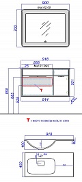 Aqwella Тумба с раковиной Malaga 90 L крафт темный – фотография-3