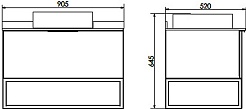 Comforty Тумба с раковиной Порто 90 9110 подвесная дуб темно-коричневый/черный муар – фотография-9