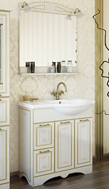 Sanflor Мебель для ванной Адель 82 L белая, патина золото – фотография-1