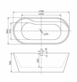 BelBagno Акриловая ванна BB14-NERO/BIA – фотография-6