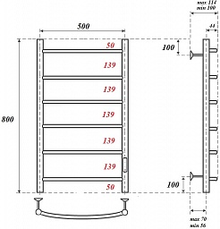 Point Полотенцесушитель электрический П6 500x800 PN04858 хром – фотография-3