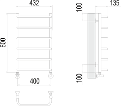 Terminus Полотенцесушитель водяной Стандарт П6 400x600 хром – фотография-3